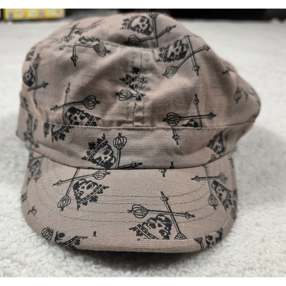 Disneyland Resort Cadet Hat OSFM Tan Skull Print Pirates of Caribbean Cap